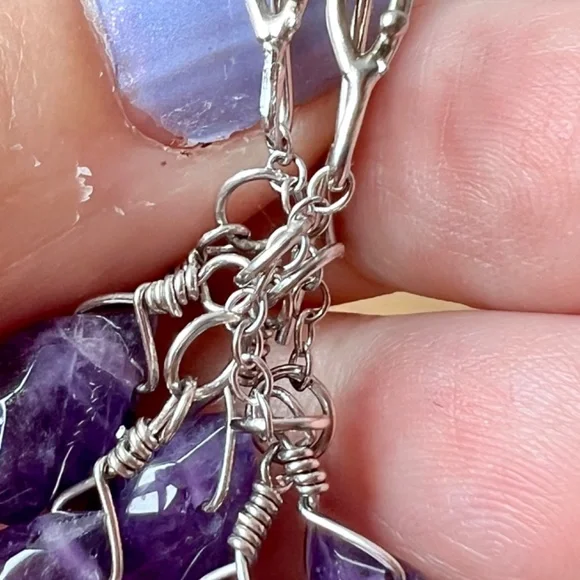 VINTAGE STERLING SILVER PURPLE AMETHYST DANGLE DROP EARRINGS 925 STERLING SILVER